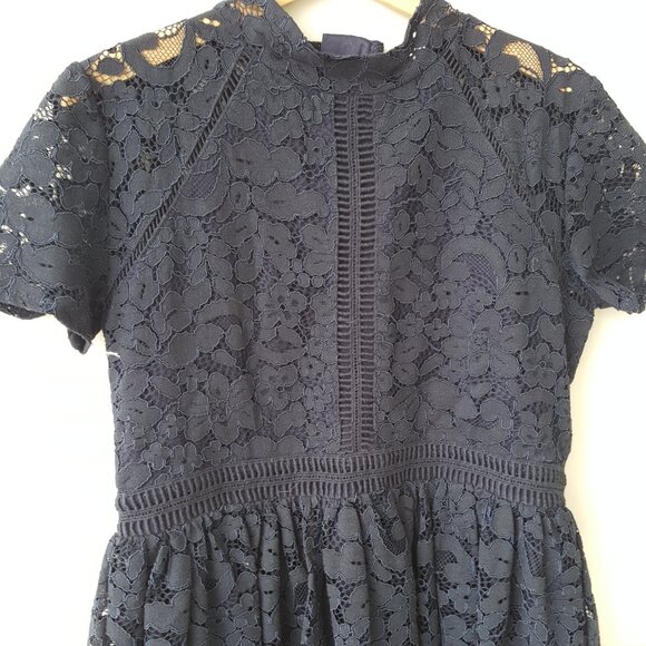BARDOT JUNIOR ! Girls Mila Mini Lace Dress In Navy (8) - Picture 9 of 10
